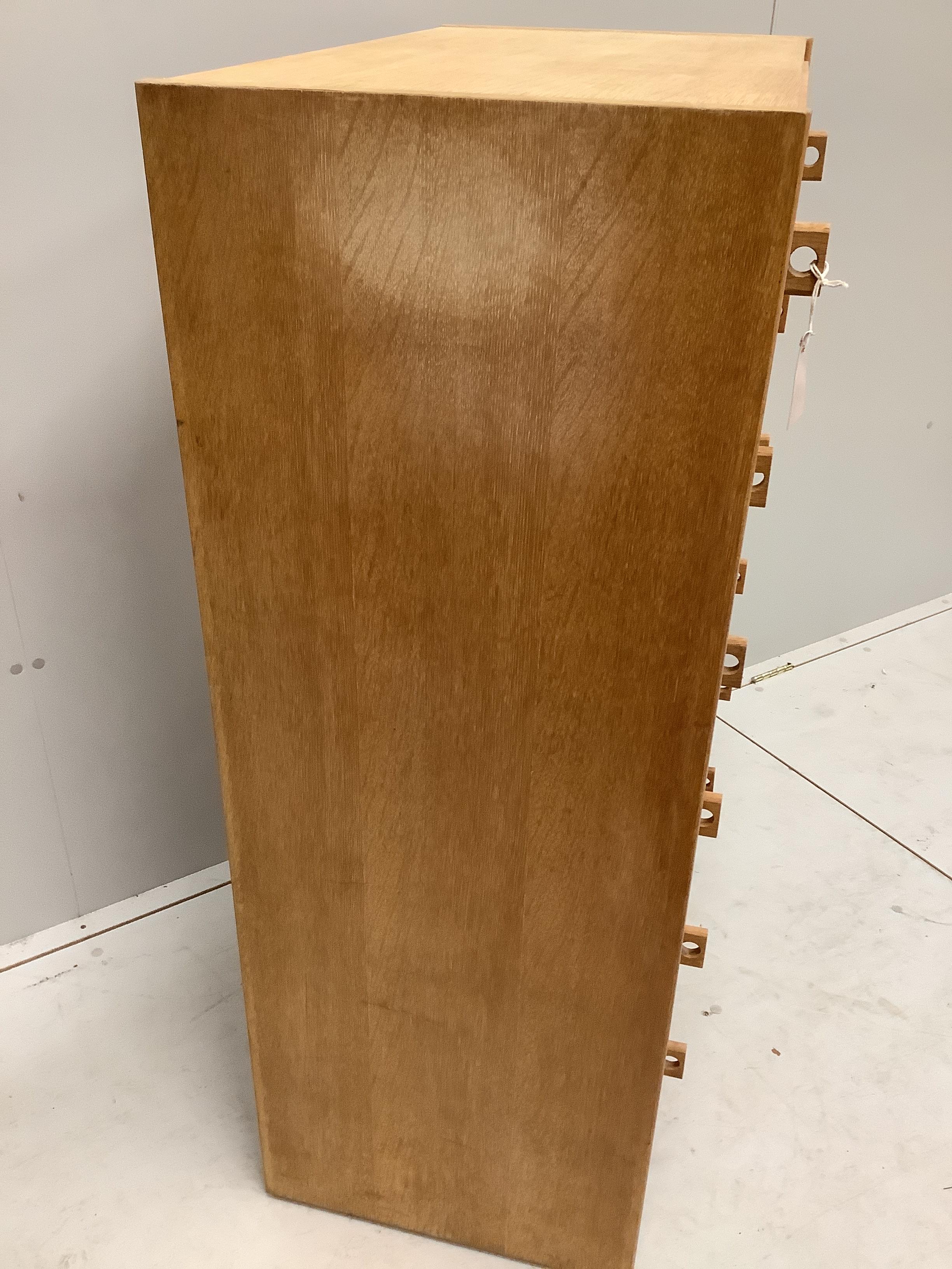 A mid century Stag bleached oak six drawer chest, width 76cm, depth 43cm, height 119cm